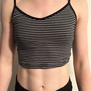 Striped SHEIN Crop Tank Top, Black & White, Size Small